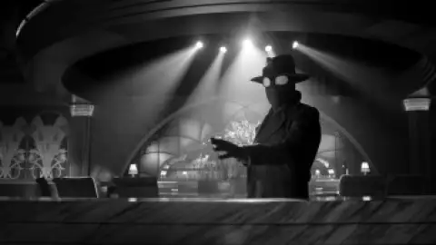 Still 7 of Spider-Noir (Season 1) WEB-DL [Hindi (DD5.1) & English] 4K 1080p 720p & 480p [x264/10Bit-HEVC] | [ALL Episodes] | PrimeVideo Series [Authentic Black and White]
